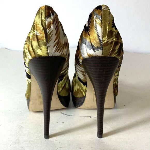 Aldo Jaylona Multicolor Pleated Fabric Peep Toe Platform High Heels Size 38 - Picture 5 of 16